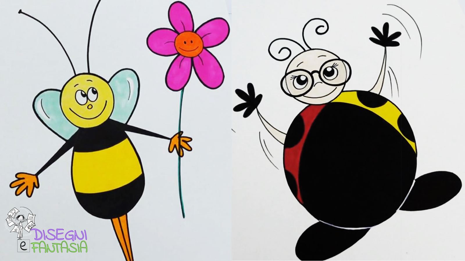 Disegna un'Ape e una Coccinella con gli Occhiali