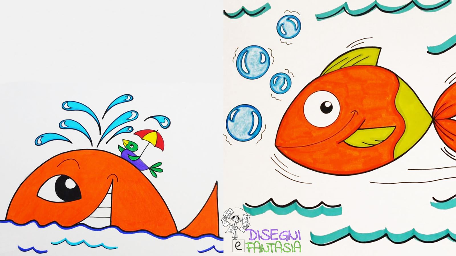 Disegna una Balena e un Pesce